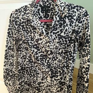 JCrew long sleeve black and withe boy cut cotton shirt